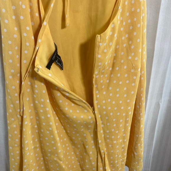 NWT Forever 21 Yellow White Polka Dot Mini Dress Spaghetti Strap Tie Backless S - Picture 6 of 10